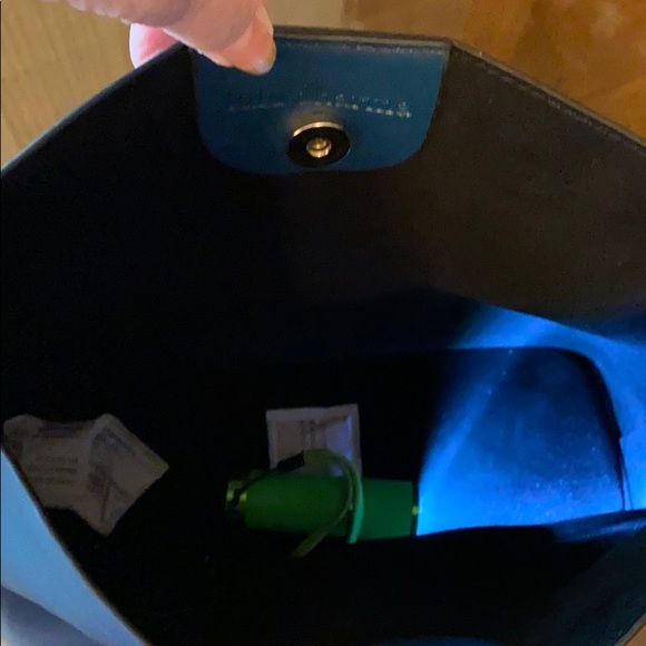 Lulu Dharma Tote Bag 12”x 12” Teal w/gold trim - Picture 4 of 5